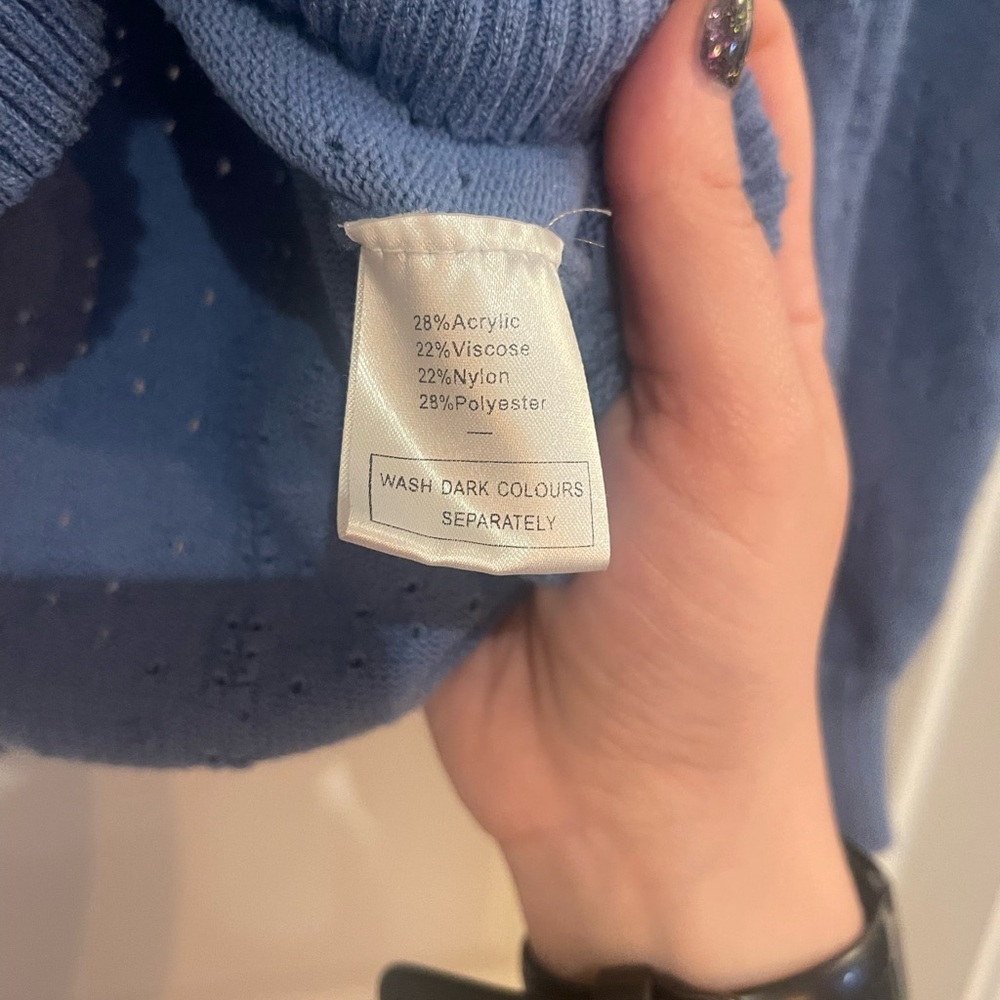 Elegant Blue Crew Neck Sweater - Picture 4 of 4